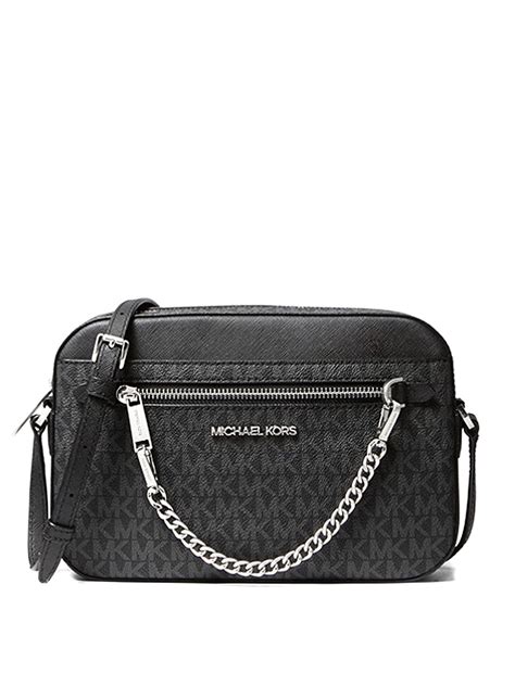 michael kors jet set item large zip clutch leather luggage|michael kors leather crossbody bag.